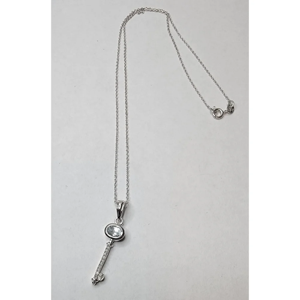 Sterling Silver Diamond & Swiss Topaz Necklace